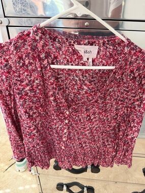 Pink Floral Button-Front Women’s Top